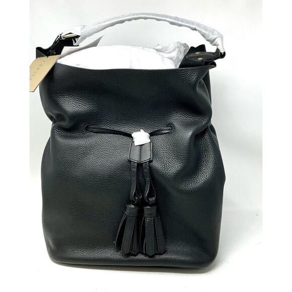 Burberry Black Tasseled Pebbled-Leather Drawstring Bucket Bag NWT - Picture 7 of 16